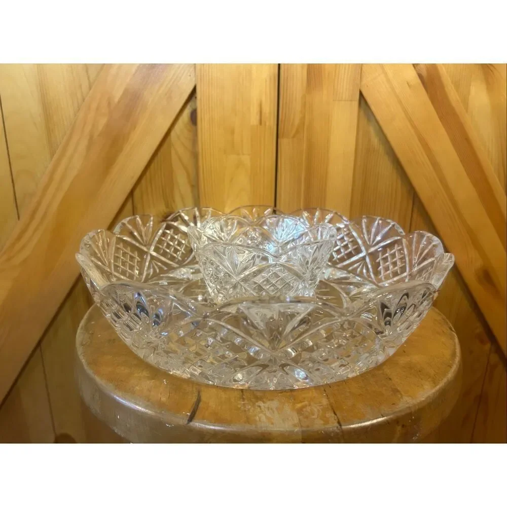 Godinger Crystal Dublin Large Shannon Chip-n-Dip bowl (5768)